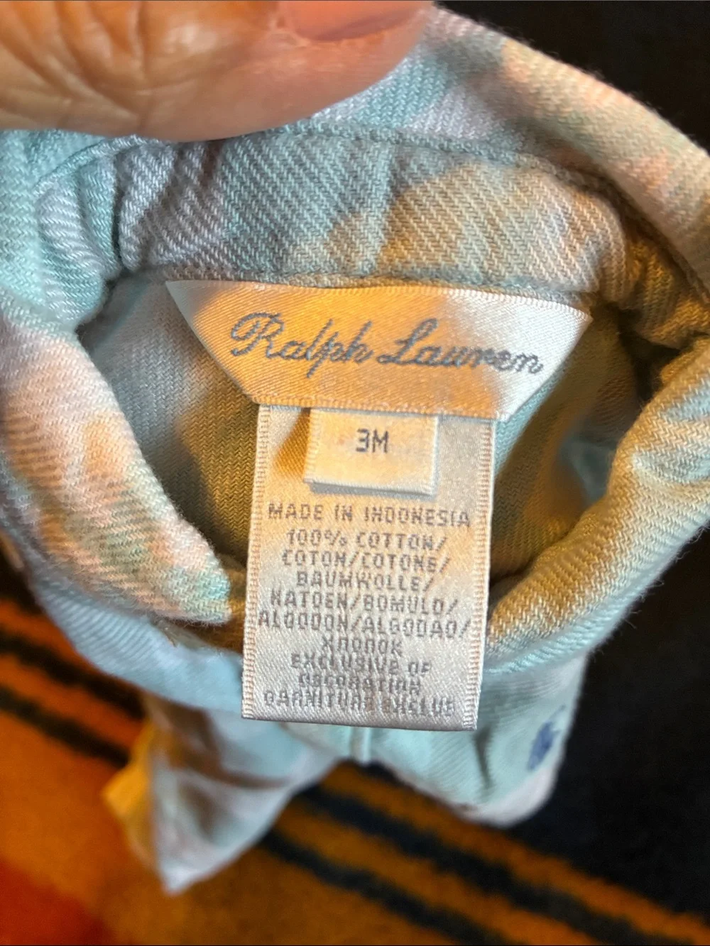 Ralph Lauren Plaid Button-Front Baby Romper in Blue / green & Cream